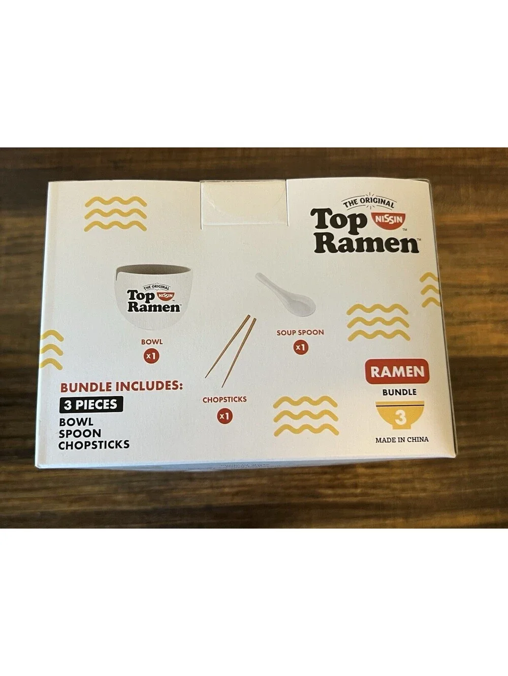 NEW Nissin Top Ramen Bowl Gift Set 3 Piece Bundle Chopsticks Spoon